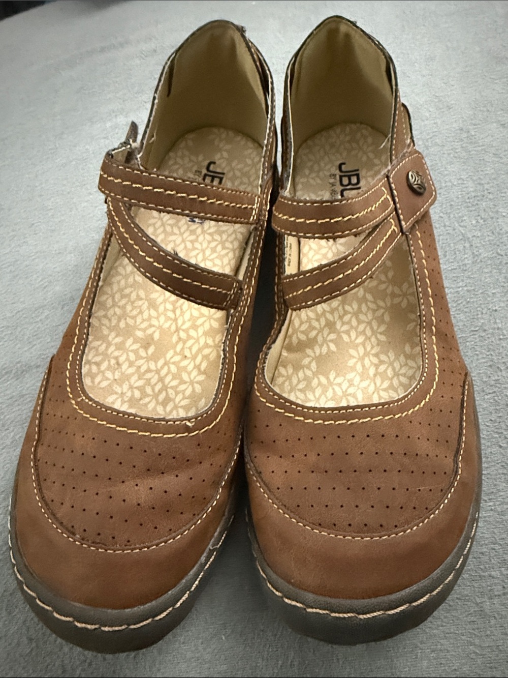 JBU Brown Girls' Mary Jane Hook-and-Loop Dress Shoes